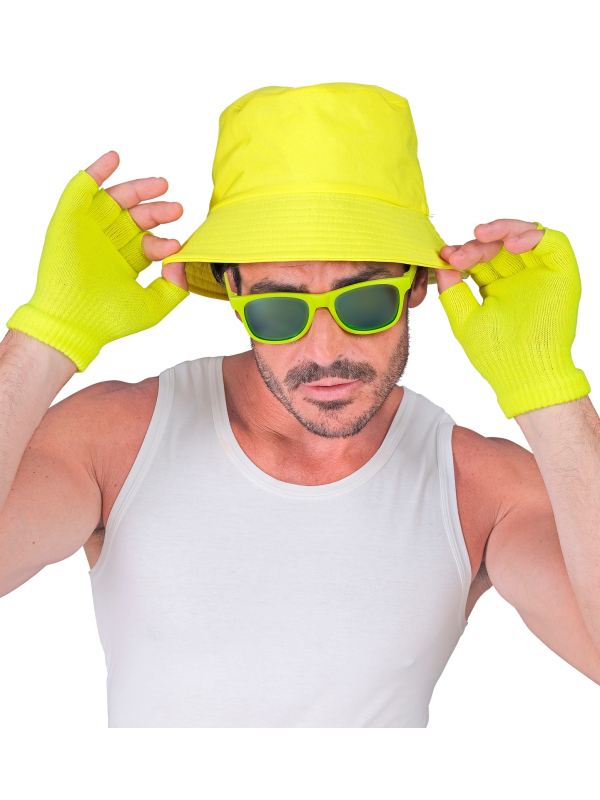 Mitaines Jaunes Fluo pour Adulte - Gants Sans Doigts Ultra Tendance
