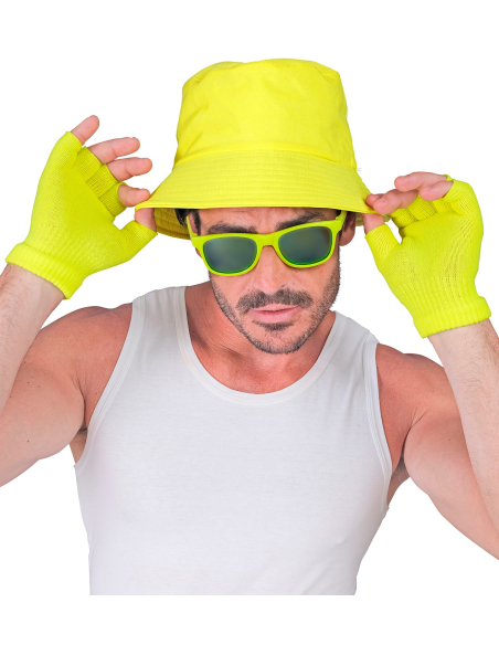 Mitaines Jaunes Fluo pour Adulte - Gants Sans Doigts Ultra Tendance