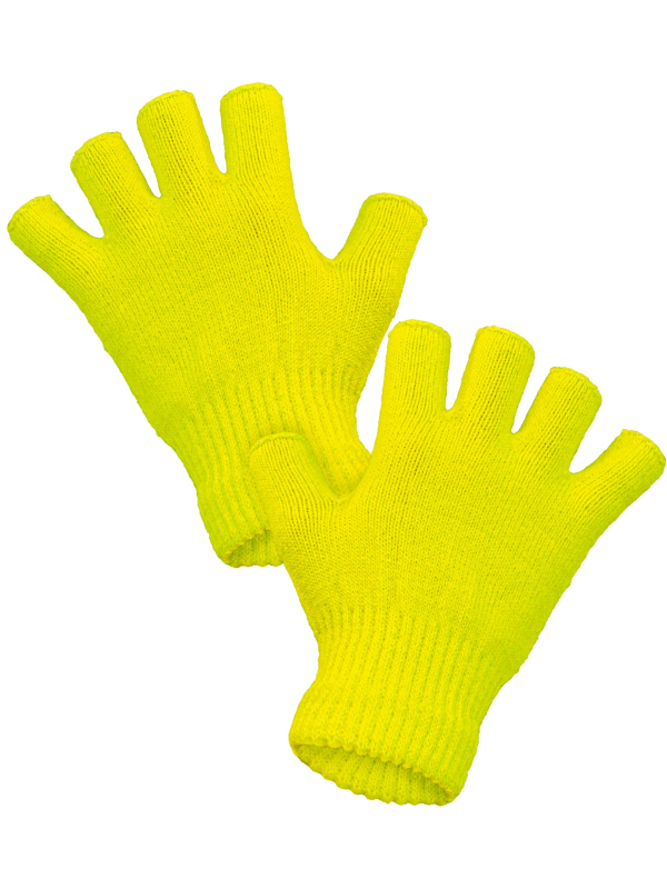 Mitaines Jaunes Fluo pour Adulte - Gants Sans Doigts Ultra Tendance