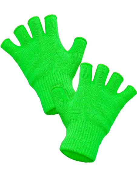 Gants Sans Doigts Vert Fluo - L'Accessoire Flashy pour Soirée Années 80