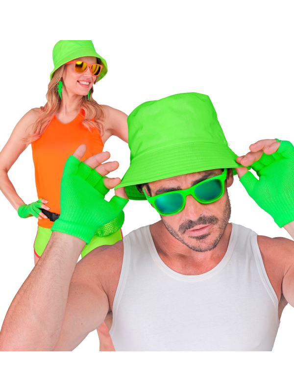 Gants Sans Doigts Vert Fluo - L'Accessoire Flashy pour Soirée Années 80