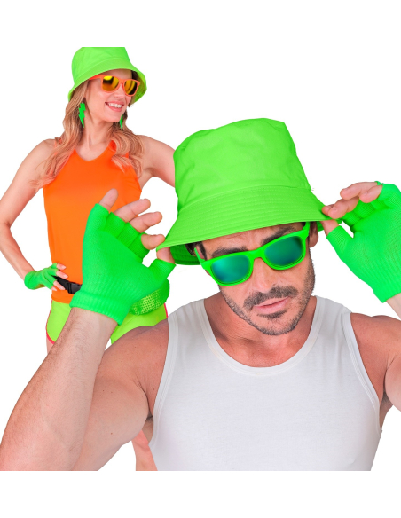 Gants Sans Doigts Vert Fluo - L'Accessoire Flashy pour Soirée Années 80