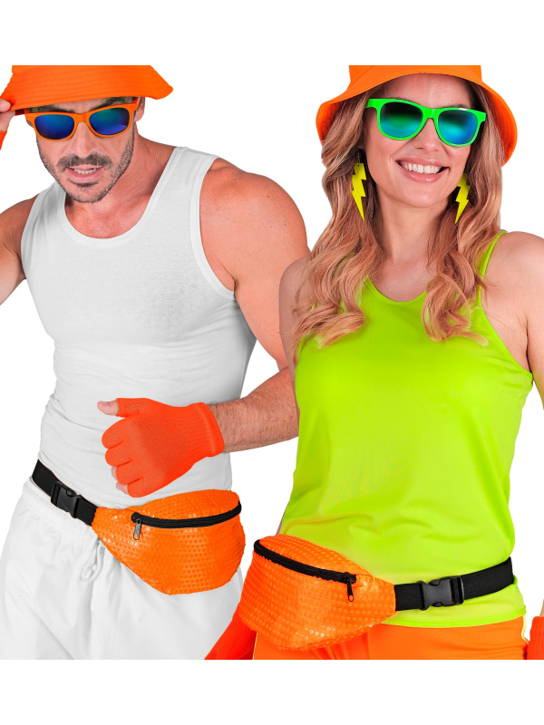 Sac Banane Orange Fluo à Sequins - Le Sac Fun et Tendance des Années 80