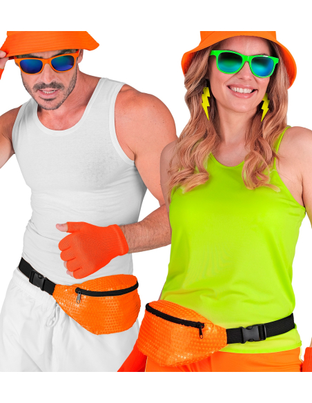 Sac Banane Orange Fluo à Sequins - Le Sac Fun et Tendance des Années 80