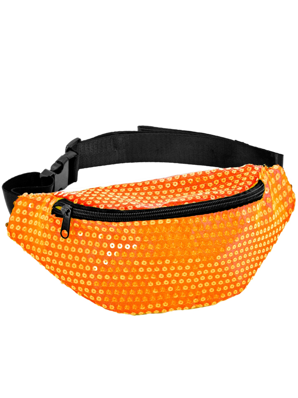 Sac Banane Orange Fluo à Sequins - Le Sac Fun et Tendance des Années 80