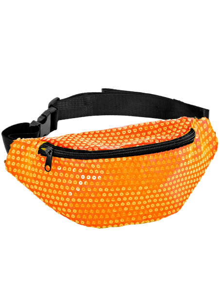 Sac Banane Orange Fluo à Sequins - Le Sac Fun et Tendance des Années 80