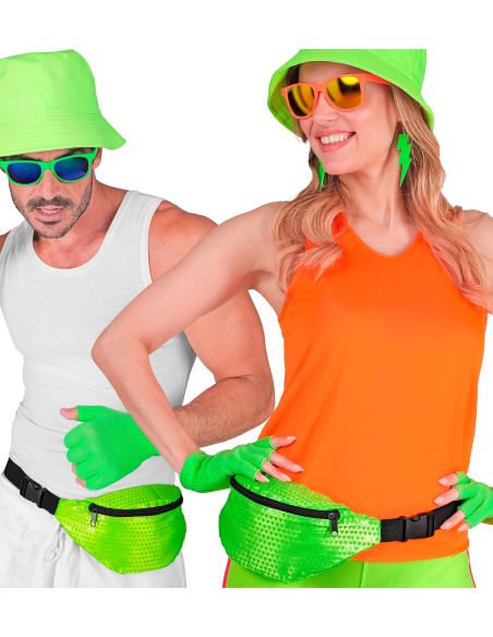 Sac Banane à Sequins Vert Fluo – Accessoire Années 80 pour une Soirée Fluo Inoubliable