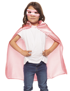 Accessoires Super-Héroïne Rose pour Fillette - Cape Satinée & Masque Confortable