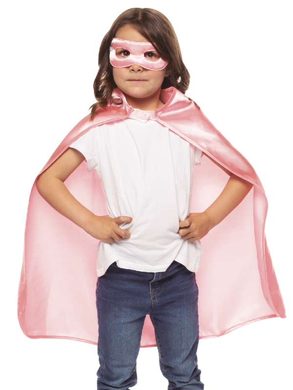 Accessoires Super-Héroïne Rose pour Fillette - Cape Satinée & Masque Confortable