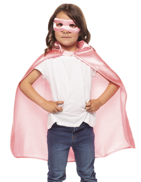 Accessoires Super-Héroïne Rose pour Fillette - Cape Satinée & Masque Confortable