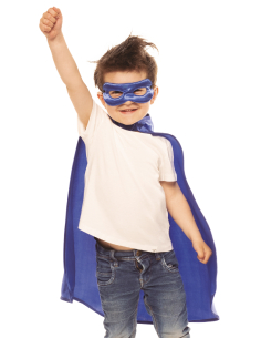 Cape et Masque Super-Héros Bleu pour Enfant - Taille Unique