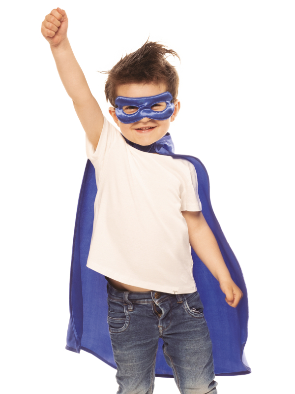 Cape et Masque Super-Héros Bleu pour Enfant - Taille Unique
