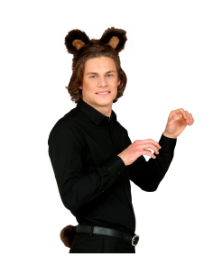 Set d'Ours : Oreilles et Queue en Fausse Fourrure Épaisse Marron - 100% Polyester 2