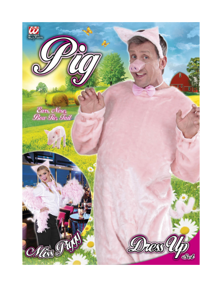 Set Cochon Rose : Oreilles, Nez, Nœud Papillon et Queue - 100% Polyester
