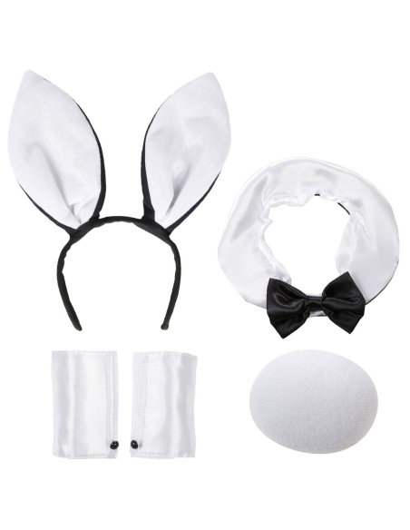 Set Bunny Sexy Lapin Noir et Blanc - Accessoires Coquins 100% Polyester