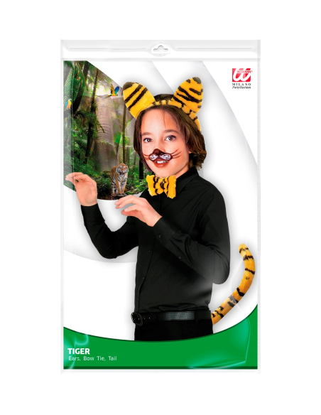 Set d'Accessoires de Tigre pour Enfant - Serre-tête, Nœud Papillon et Queue