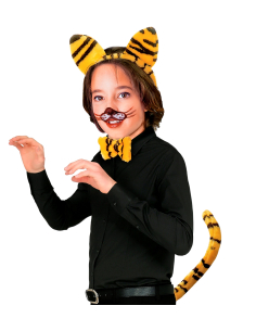 Set d'Accessoires de Tigre pour Enfant - Serre-tête, Nœud Papillon et Queue