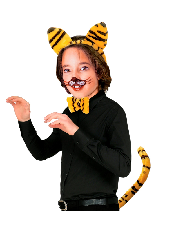 Set d'Accessoires de Tigre pour Enfant - Serre-tête, Nœud Papillon et Queue