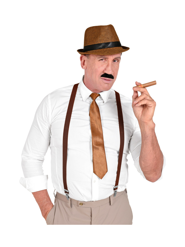 Set d'accessoires vintage années 20 pour adulte : chapeau, moustache, cigare et plus !