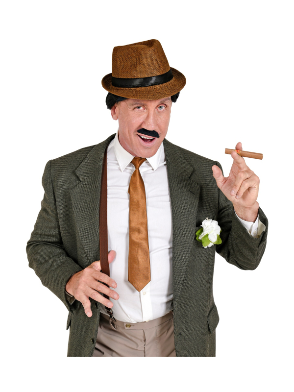 Set d'accessoires vintage années 20 pour adulte : chapeau, moustache, cigare et plus !
