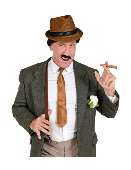 Set d'accessoires vintage années 20 pour adulte : chapeau, moustache, cigare et plus !