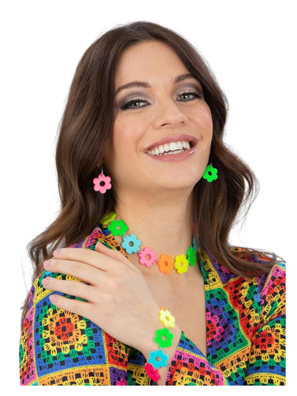 Parure de bijoux Neon Flower Power – Collier,...