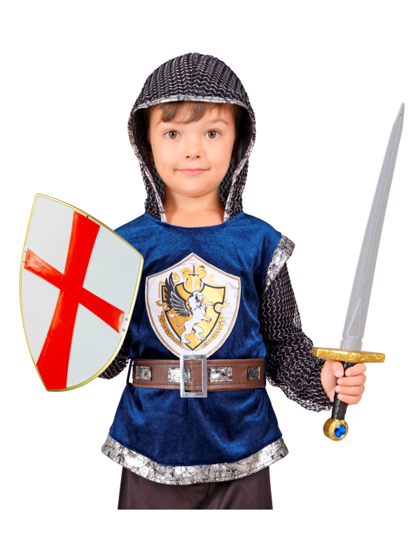 Bouclier et Épée de Chevalier Croisé Enfant - Blanc avec Croix Rouge