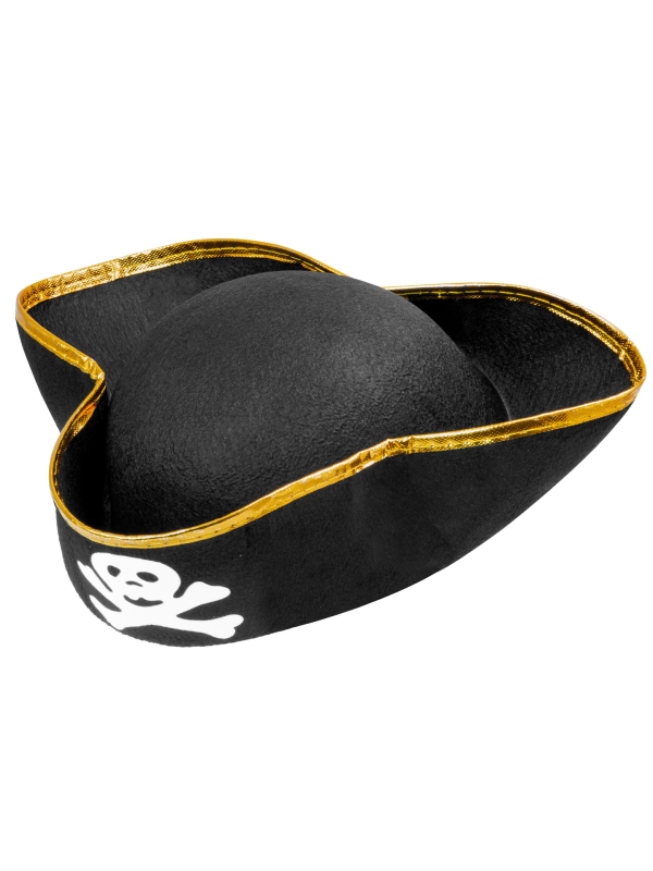 Chapeau Pirate Enfant - Tricorne Noir avec Tête de Mort