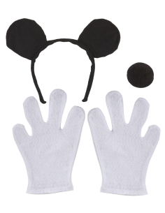Set Souris Enfant : Serre-Tête, Nez Noir et Gants Blancs 2