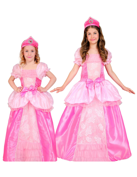 Robe de Princesse rose, fille (robe + couronne)