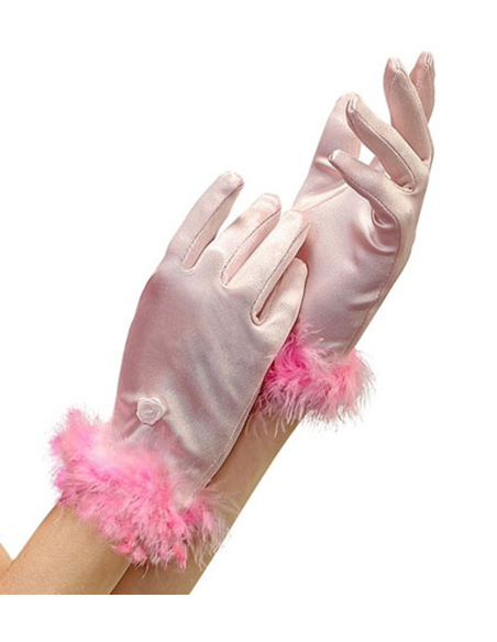 Gants Rose de Princesse pour Enfant - Satin & Marabout