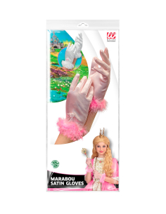Gants Rose de Princesse pour Enfant - Satin & Marabout 2