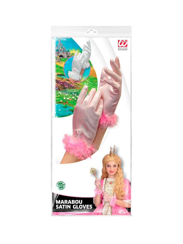 Gants Rose de Princesse pour Enfant - Satin & Marabout