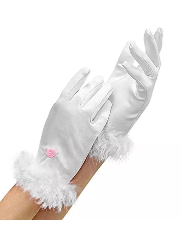 Gants Blancs de Princesse pour Enfant - Satin & Marabout