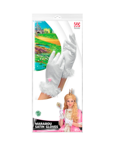 Gants Blancs de Princesse pour Enfant - Satin & Marabout 2
