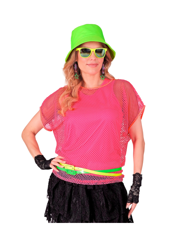 Top Fluo Rose Néon Années 80 pour Femme - Style Rétro et Éclatant