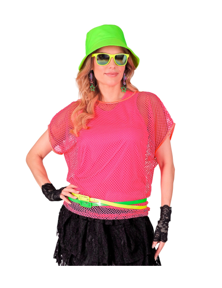 Top Fluo Rose Néon Années 80 pour Femme - Style Rétro et Éclatant