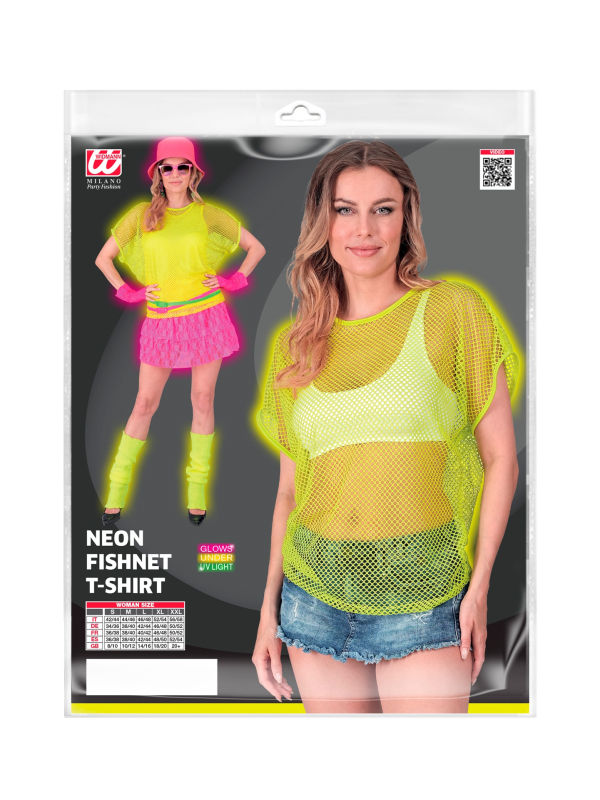 Top Filet Fluo Jaune Néon Années 80 pour Femme - Osez la Mode Rétro avec Style !
