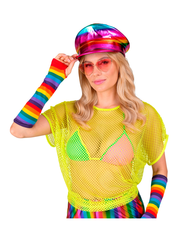 Top Filet Fluo Jaune Néon Années 80 pour Femme - Osez la Mode Rétro avec Style !