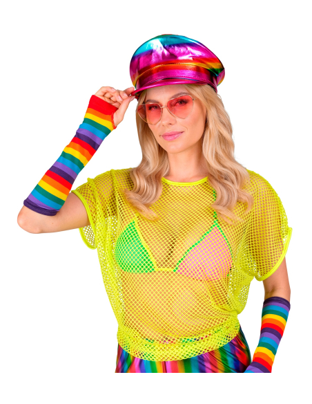 Top Filet Fluo Jaune Néon Années 80 pour Femme - Osez la Mode Rétro avec Style !