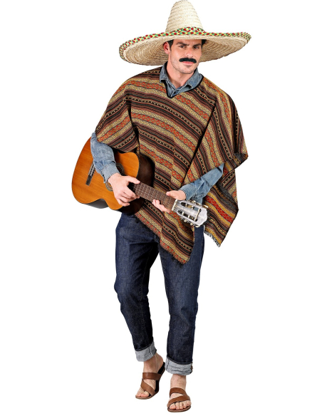 Poncho Mexicain Réversible - Couleurs Ethniques pour Cowboy ou Mexicain