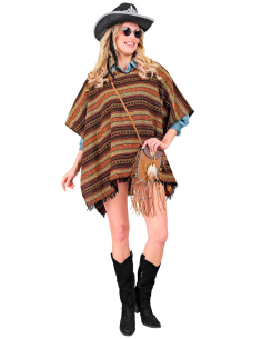 Poncho Mexicain Réversible - Couleurs Ethniques pour Cowboy ou Mexicain 2