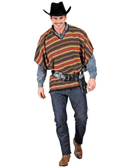 Poncho Mexicain Réversible - Couleurs Ethniques pour Cowboy ou Mexicain