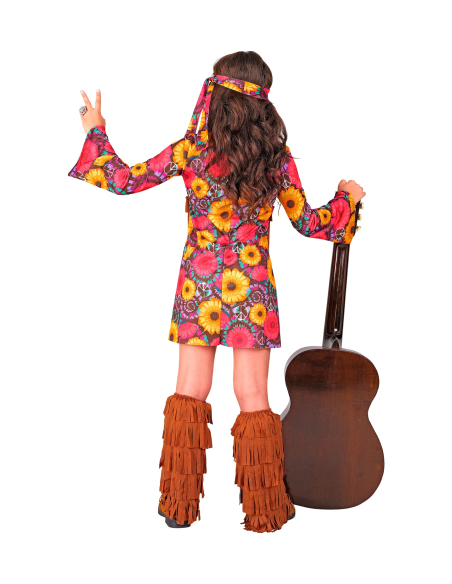 Déguisement Hippie pour fille de 5 à 13 ans avec bandeau et couvre-bottes