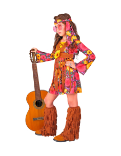 Déguisement Hippie pour fille de 5 à 13 ans avec bandeau et couvre-bottes 2