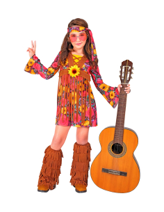 Déguisement Hippie pour fille de 5 à 13 ans avec bandeau et couvre-bottes