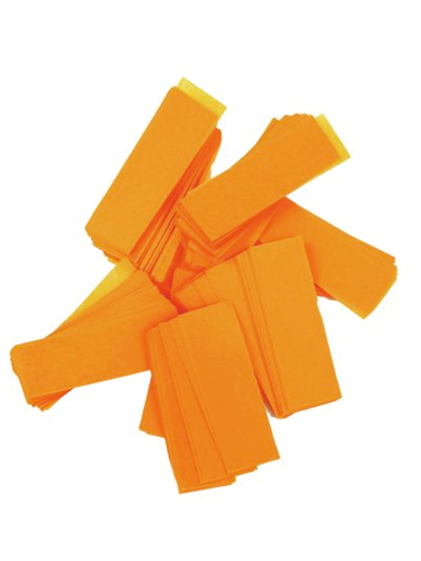 Confettis rectangulaires orange en papier crépon (1 kg) - Chute lente
