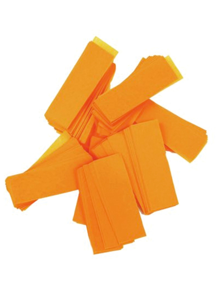Confettis rectangulaires orange en papier crépon (1 kg) - Chute lente