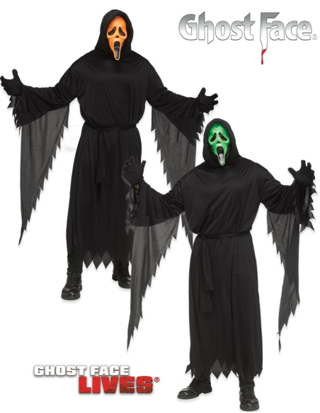 Costume Officiel Ghost Face® avec Masque Néon et Gants pour Adulte