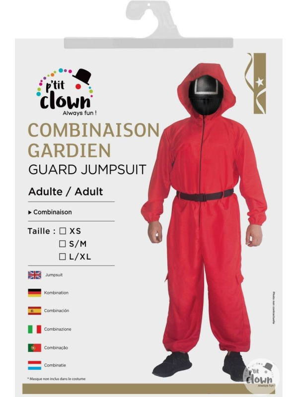 Déguisement de gardien rouge – Tenue de jeu de survie avec capuche